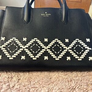 Kate Spade Black and White Satchel with Geometric Design